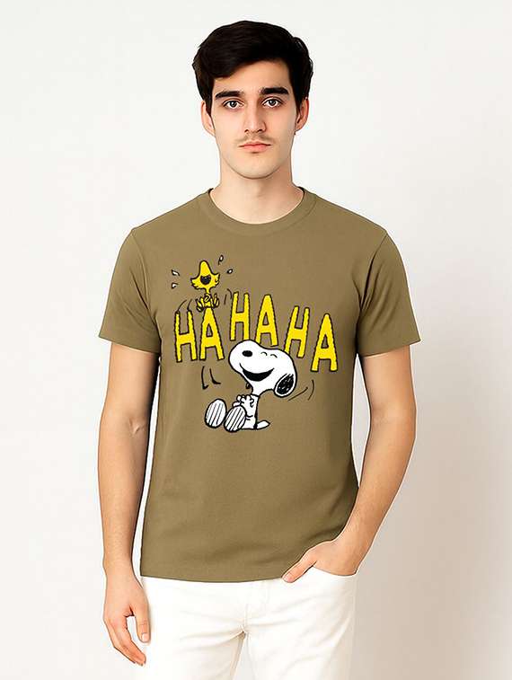 men front print short sleeve regular fit t-shirt