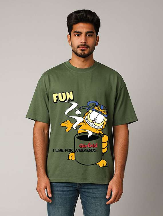 men front print short sleeve oversized t-shirt