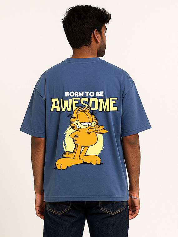 men front & back print short sleeve oversized t-shirt