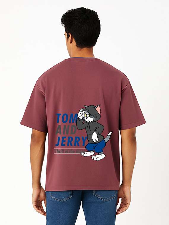 men front & back print short sleeve oversized t-shirt