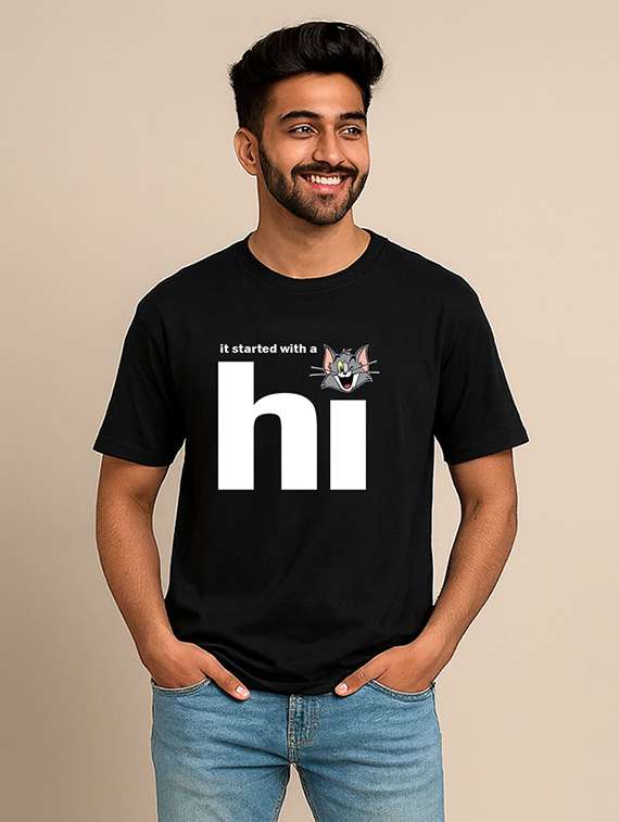 men front print short sleeve regular fit t-shirt