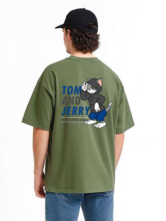 men front & back print short sleeve oversized t-shirt