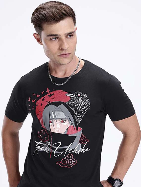 men front print short sleeve regular fit t-shirt