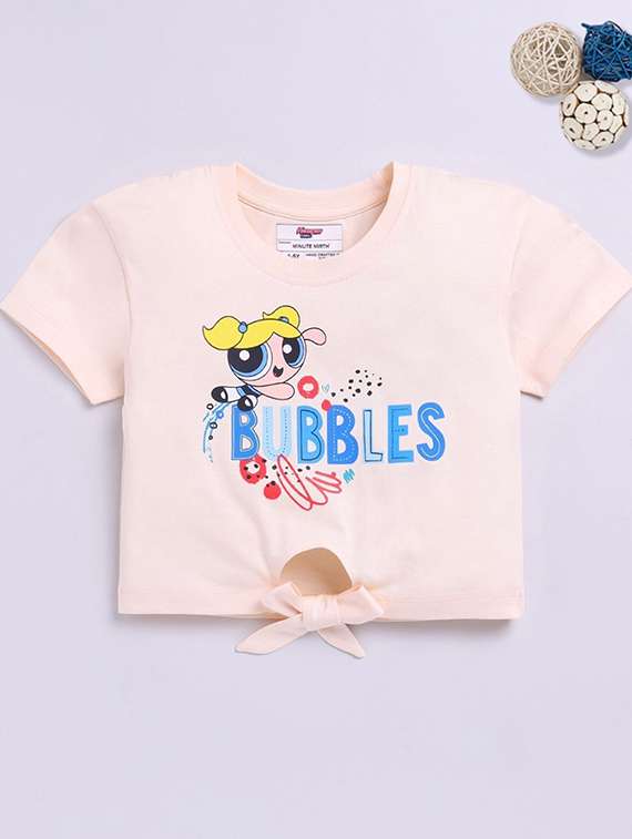 girls printed short sleeve crop tee