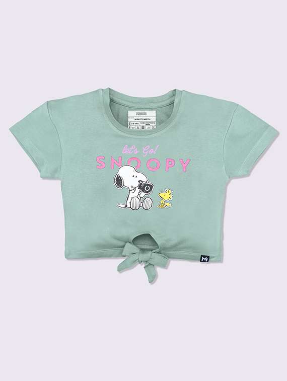 girls printed short sleeve crop tee