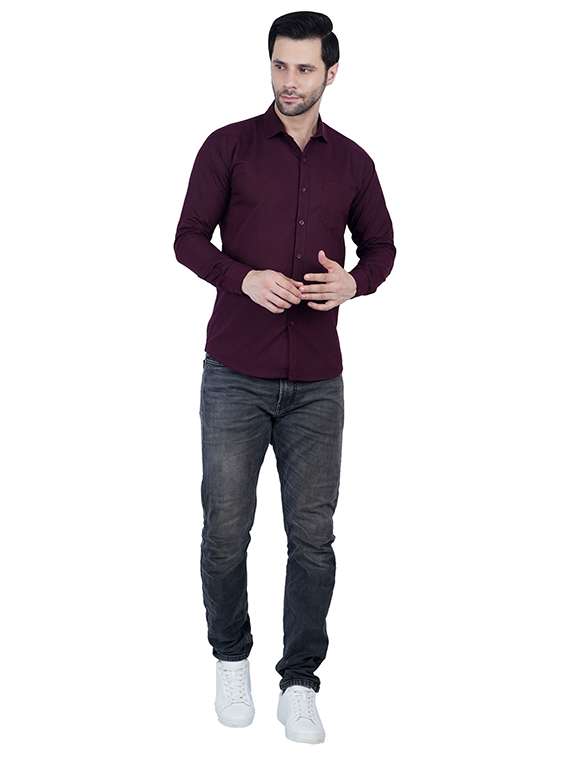 men solid long sleeve regular fit casual shirt - 22315939 -  Standard Image - 3