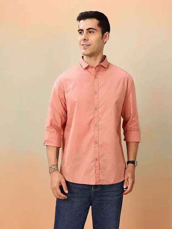 men solid long sleeve regular fit casual shirt