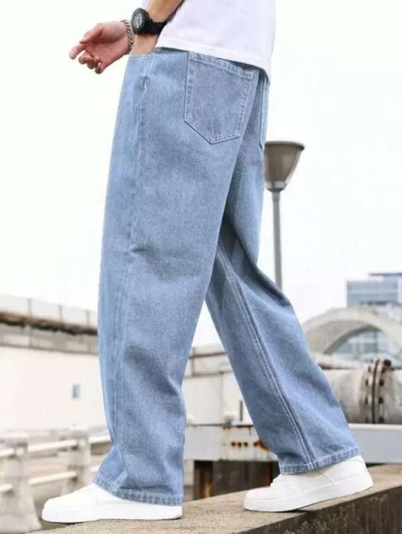 men plain mid rise baggy jeans - 22315958 -  Standard Image - 3