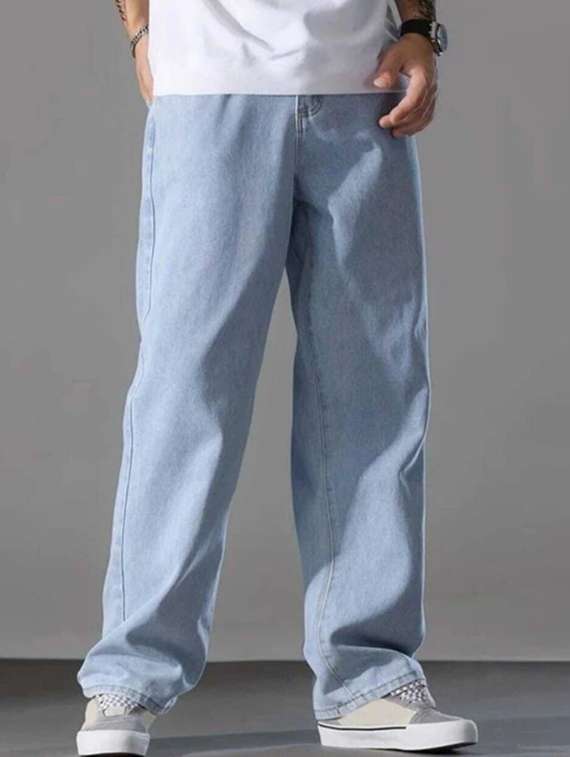 men plain mid rise full length jeans - 22315962 -  Standard Image - 3