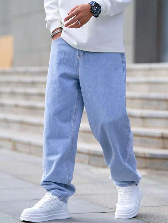 men plain mid rise full length jeans - 22315971 -  Standard Image - 3