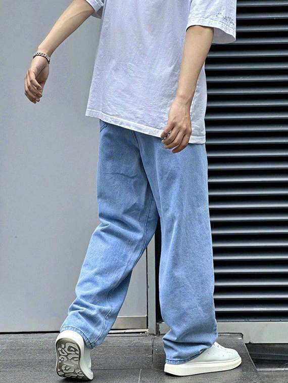 men plain mid rise full length jeans - 22315983 -  Standard Image - 3