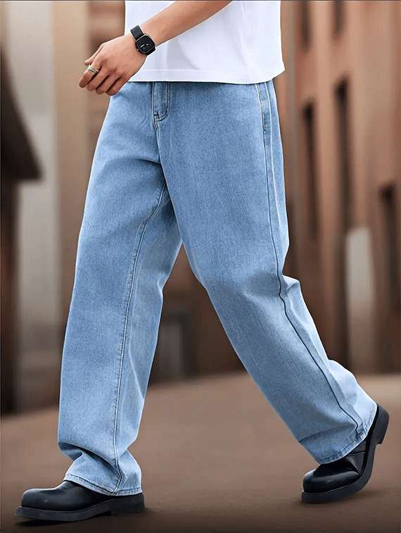 men plain mid rise full length jeans - 22315984 -  Standard Image - 3