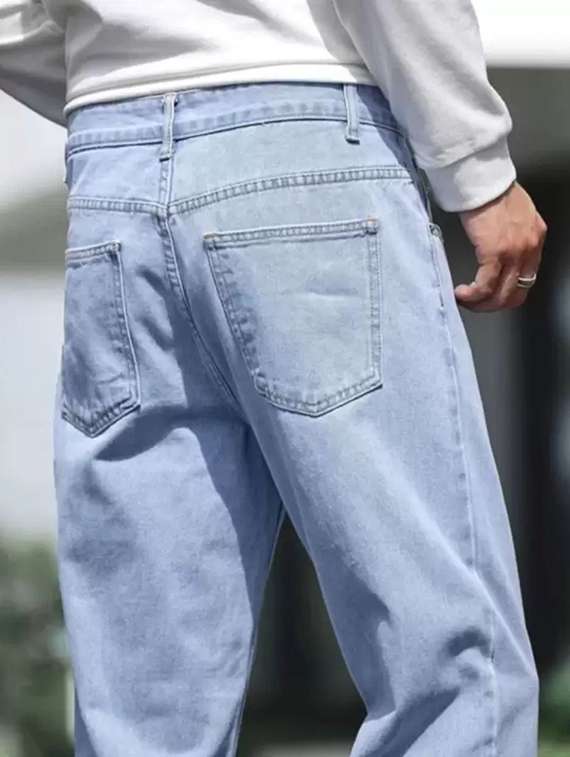 men plain mid rise full length jeans - 22316004 -  Standard Image - 3