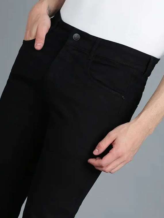 men plain mid rise full length jeans - 22316012 -  Standard Image - 3