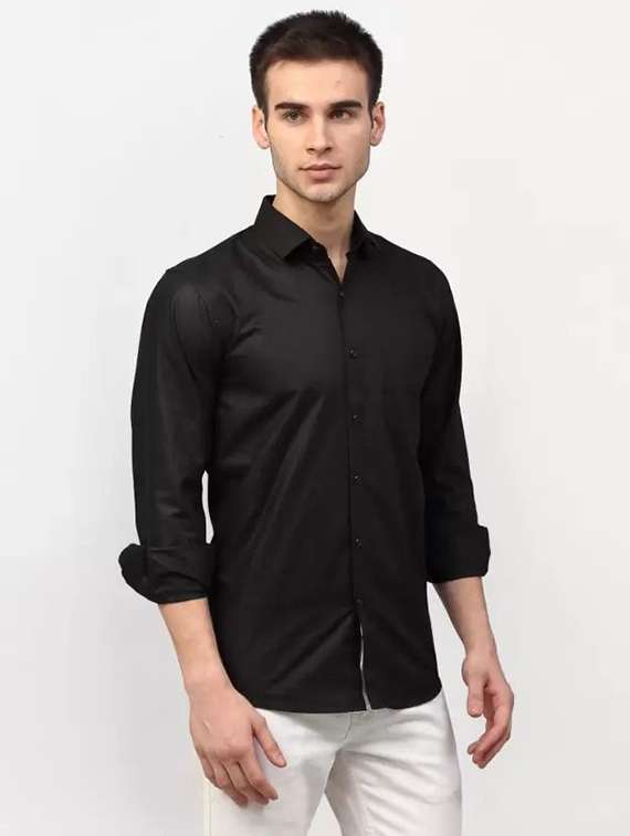 men solid long sleeve regular fit casual shirt
