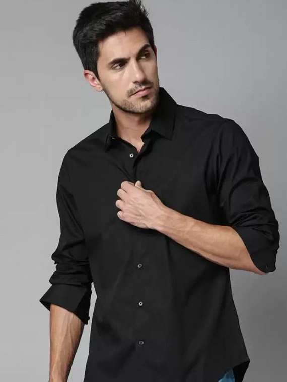 men solid long sleeve regular fit casual shirt