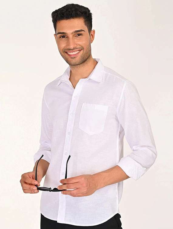 men solid long sleeve regular fit casual shirt