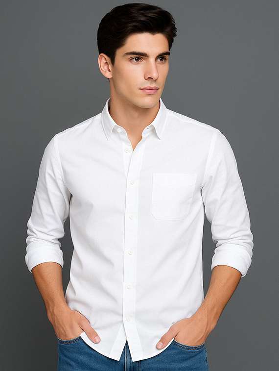 men solid long sleeve regular fit casual shirt