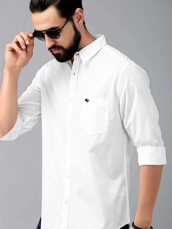 men solid long sleeve regular fit casual shirt
