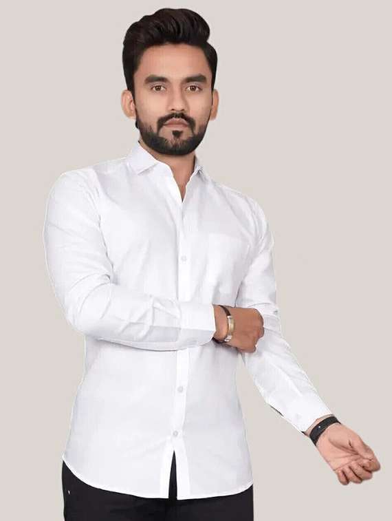 men solid long sleeve regular fit casual shirt