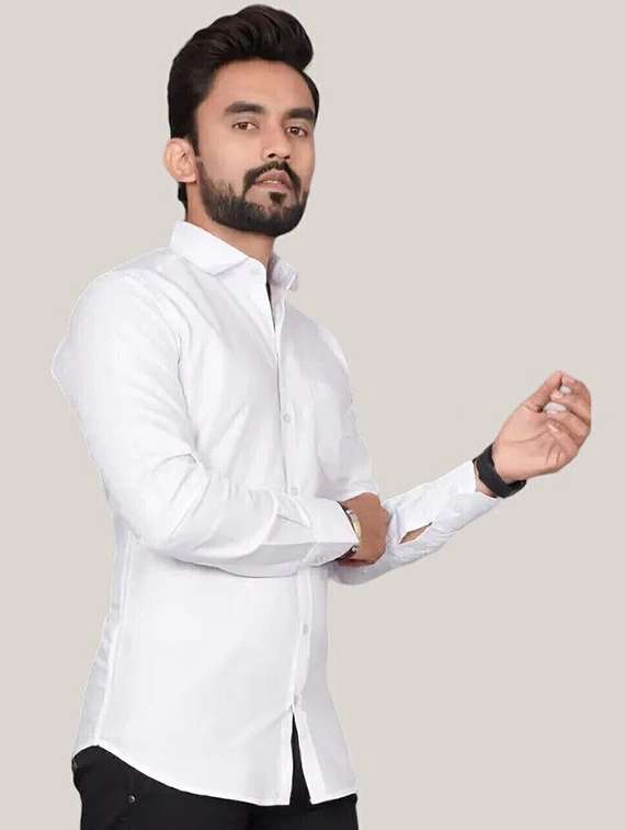 men solid long sleeve regular fit casual shirt - 22316064 -  Standard Image - 3