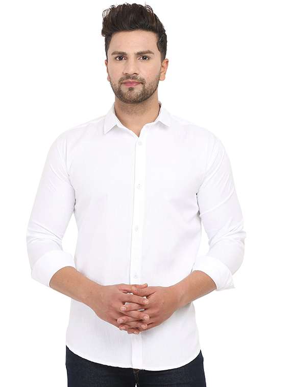 men solid long sleeve slim fit casual shirt