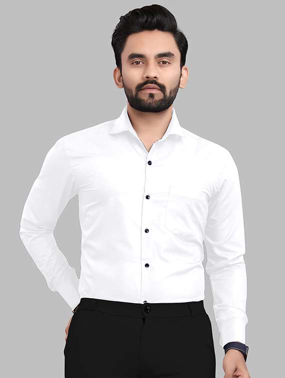 men solid long sleeve slim fit formal shirt
