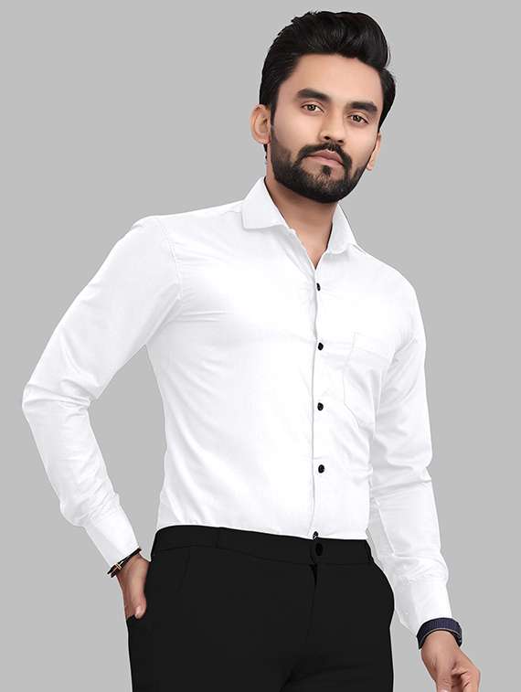 men solid long sleeve slim fit formal shirt - 22316066 -  Standard Image - 3