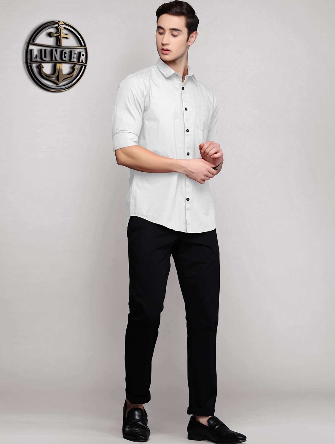 men solid long sleeve regular fit casual shirt - 22316071 -  Standard Image - 3