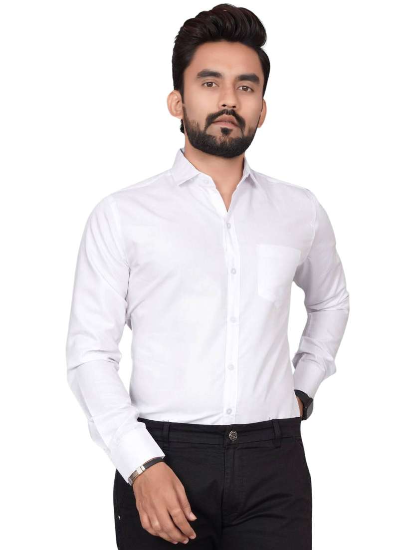 men solid long sleeve slim fit formal shirt