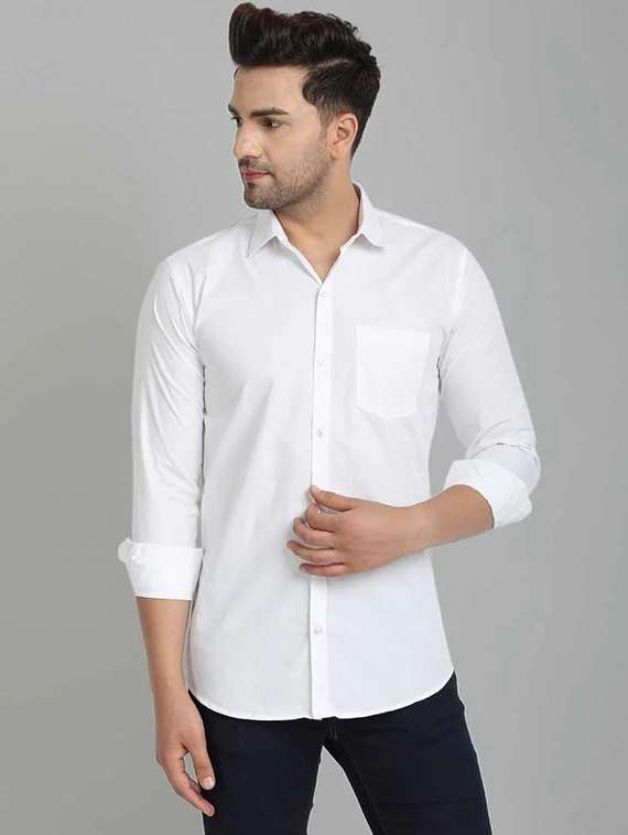 men solid long sleeve slim fit casual shirt