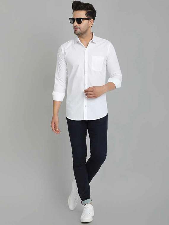 men solid long sleeve slim fit casual shirt - 22316080 -  Standard Image - 3