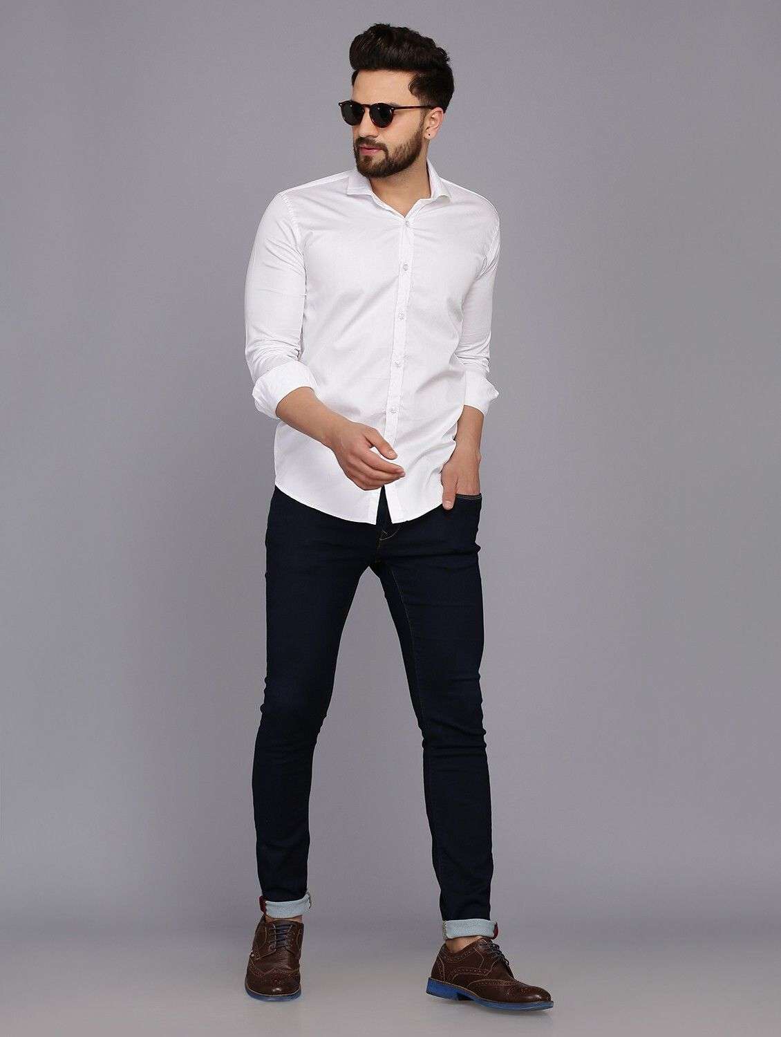 men solid long sleeve slim fit casual shirt - 22316081 -  Standard Image - 3