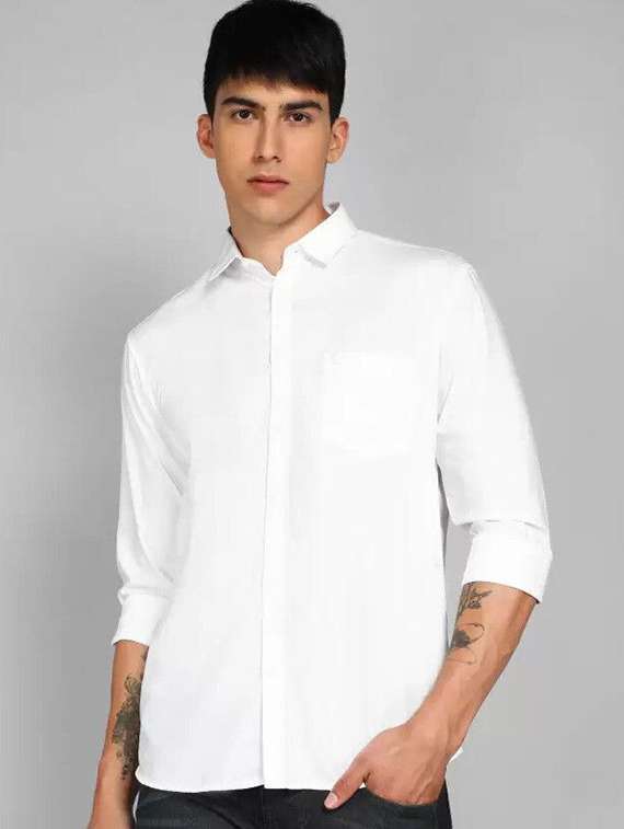 men solid long sleeve regular fit casual shirt