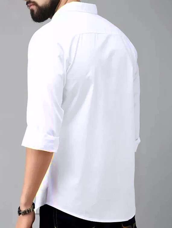 men solid long sleeve slim fit casual shirt - 22316088 -  Standard Image - 3