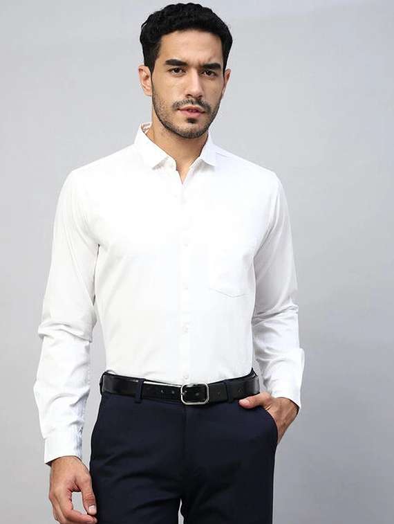 men solid long sleeve regular fit formal shirt