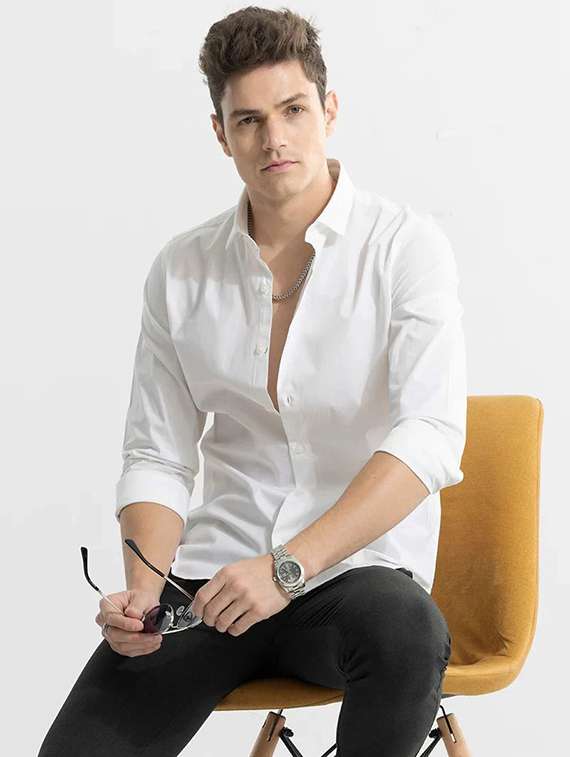 men solid long sleeve regular fit casual shirt - 22316093 -  Standard Image - 3