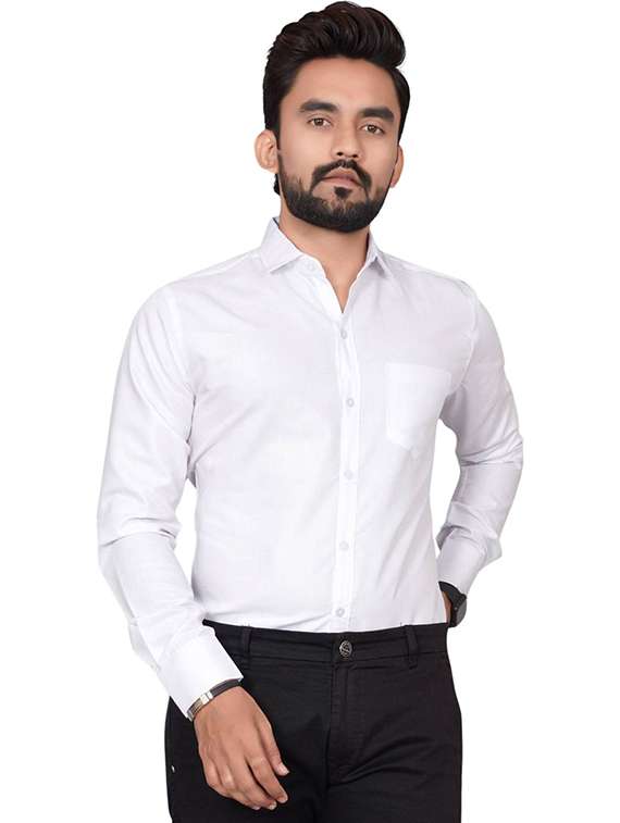 men solid long sleeve slim fit casual shirt