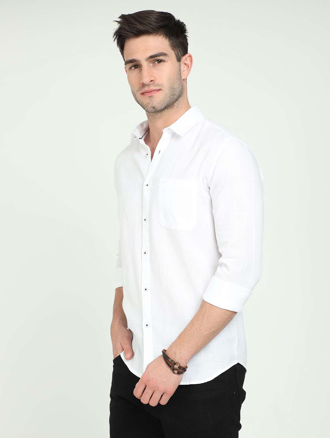men solid long sleeve regular fit casual shirt