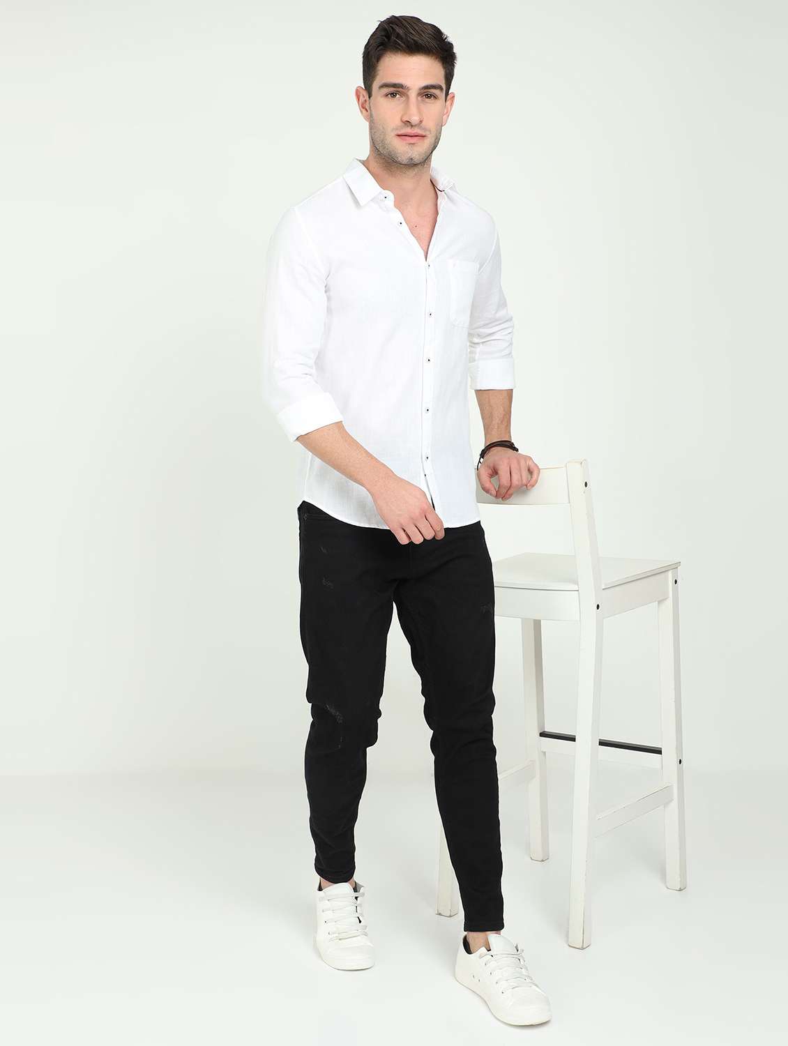 men solid long sleeve regular fit casual shirt - 22316099 -  Standard Image - 3