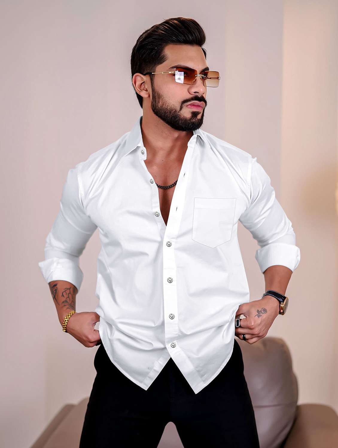 men solid long sleeve regular fit casual shirt