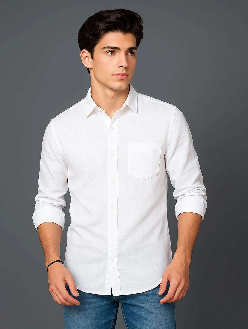 men solid long sleeve regular fit casual shirt