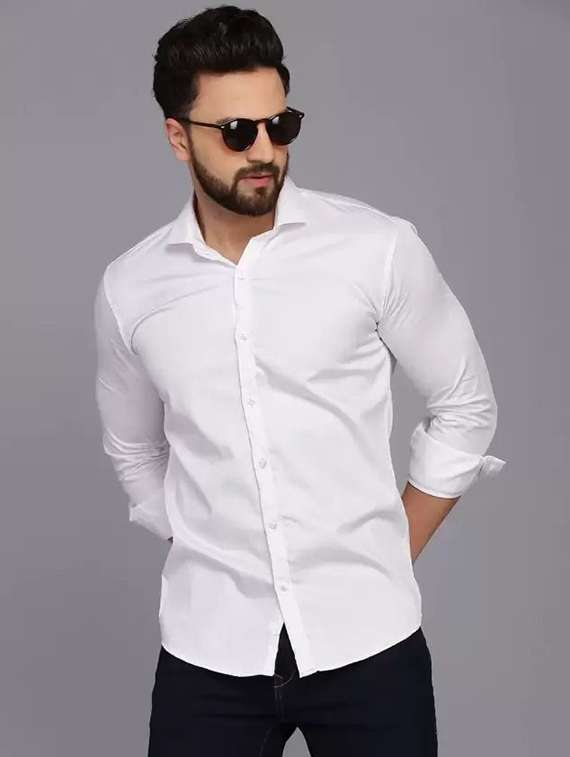 men solid long sleeve slim fit casual shirt