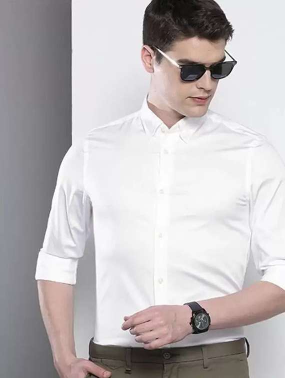 men solid long sleeve slim fit formal shirt
