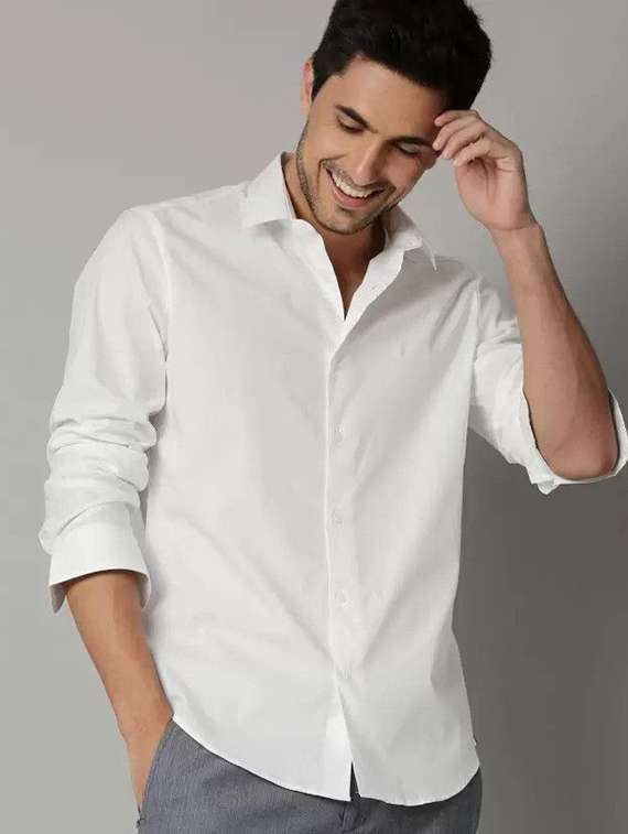 men solid long sleeve regular fit casual shirt