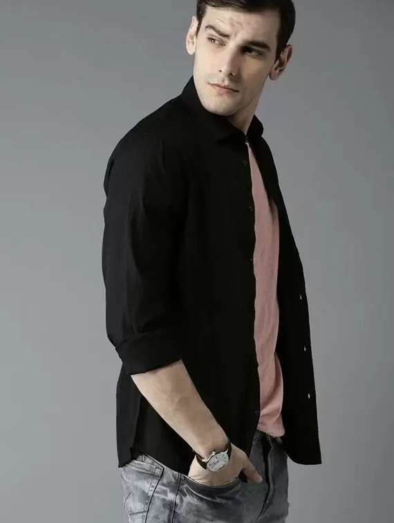 men solid long sleeve regular fit casual shirt