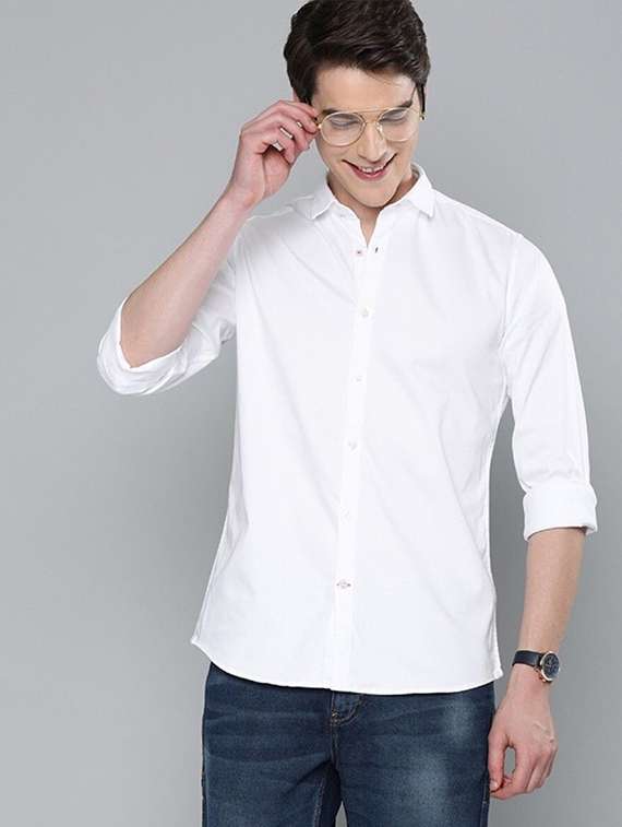 men solid long sleeve regular fit casual shirt