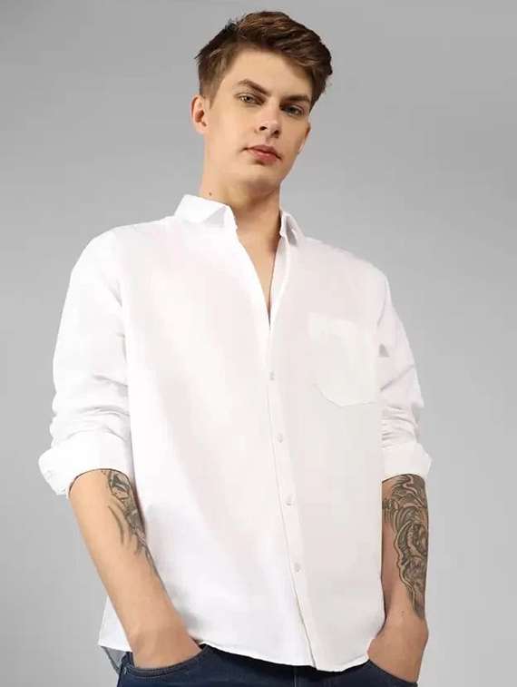 men solid long sleeve regular fit casual shirt