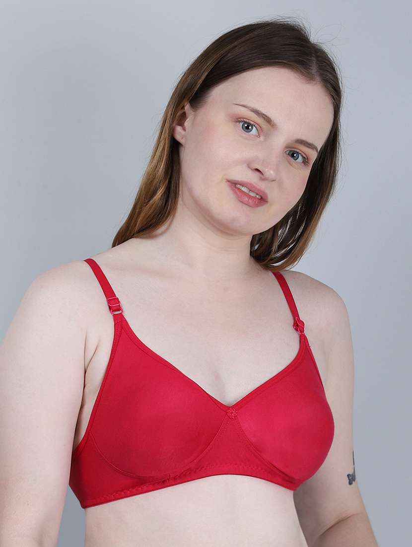 women solid lightly padded bra