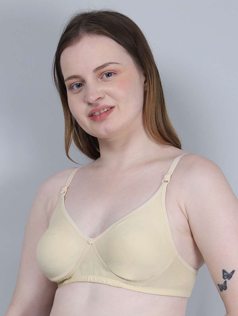 women solid lightly padded bra
